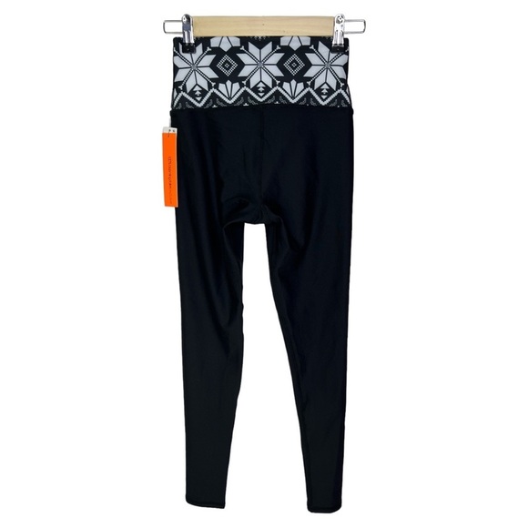 AQUA WOMEN’S NWT ATHLETIC FAIR ISLE WAISTBAND  EXCLUSIVE LEGGING BLACK SZ XS - Picture 6 of 9